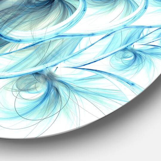 Designart - Light Blue Fractal Flower Soft Pattern' Floral Metal Circle Wall Art